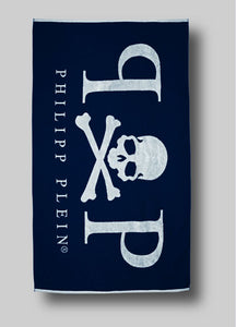 Philipp Plein, Navy Towel With  Big White Logo