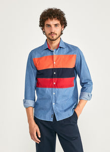 Façonnable, Cotton Denim Shirt With Multi Colors