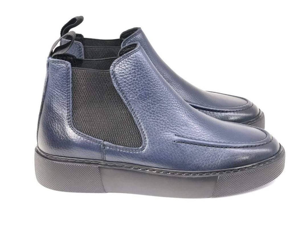 Pedro, Navy Ankle Boots With Black Sole