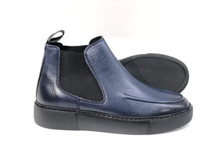 Pedro, Navy Ankle Boots With Black Sole