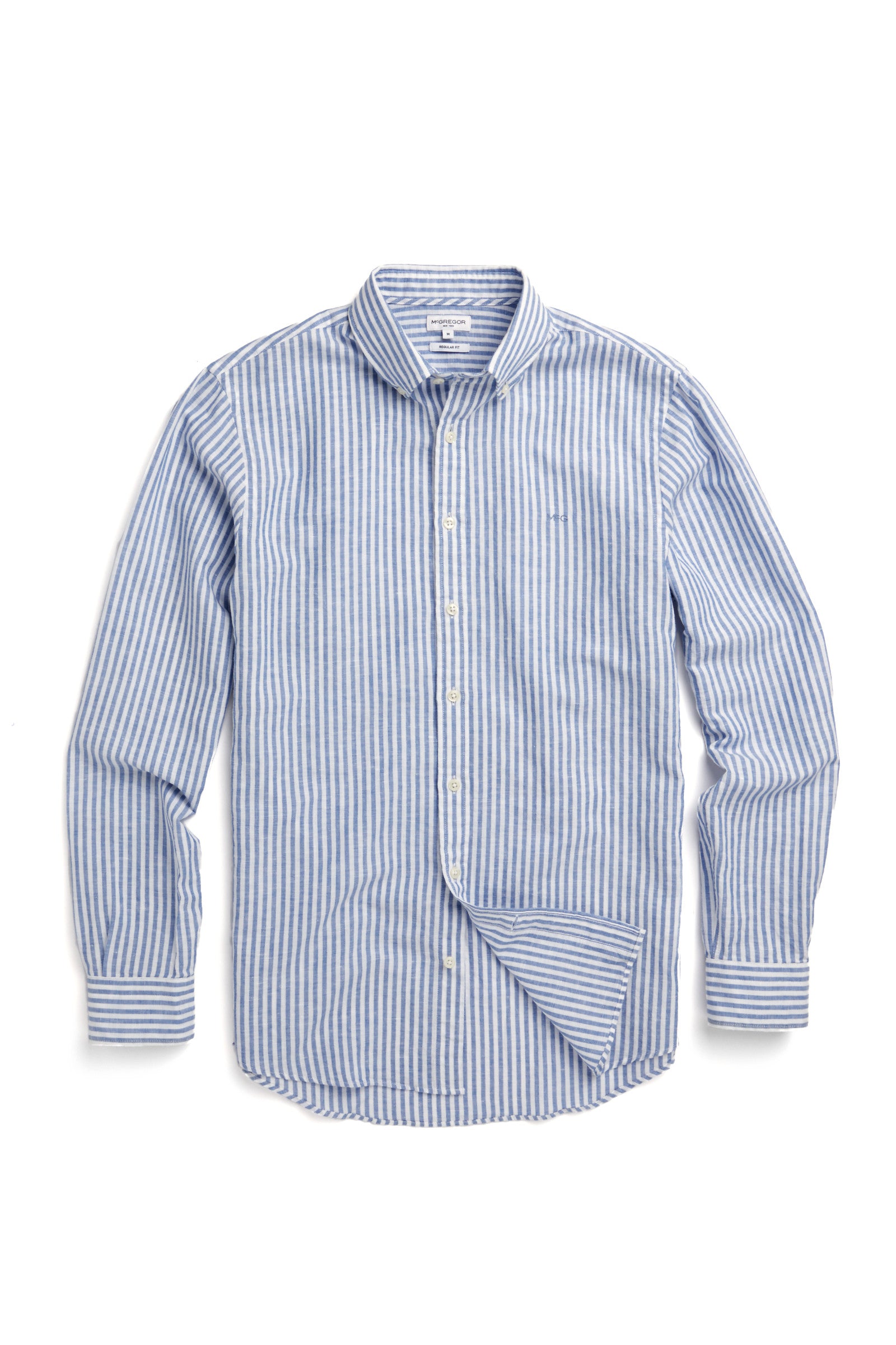 McGregor,Regular Fit Striped Shirt In Cotton Linen Blend