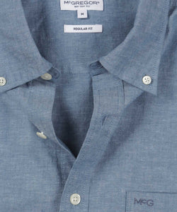 McGregor,Cotton/Linen Royal Blue Short Sleeves Shirt