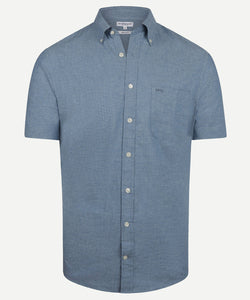 McGregor,Cotton/Linen Royal Blue Short Sleeves Shirt