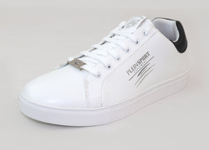 Plein Sport, White Leather Shoes With Logo