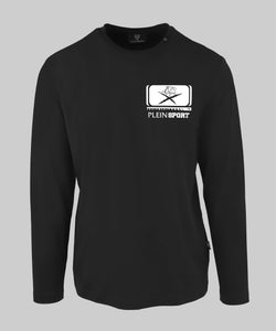 Plein Sport, Black Long Sleeves T-Shirt With a White Graphic On The Back