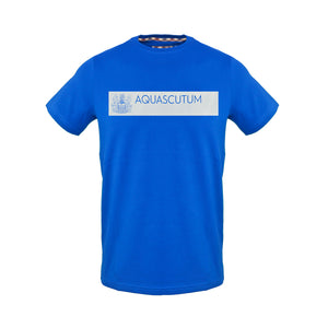 Aquascutum,Royal Blue T-Shirt With White Design