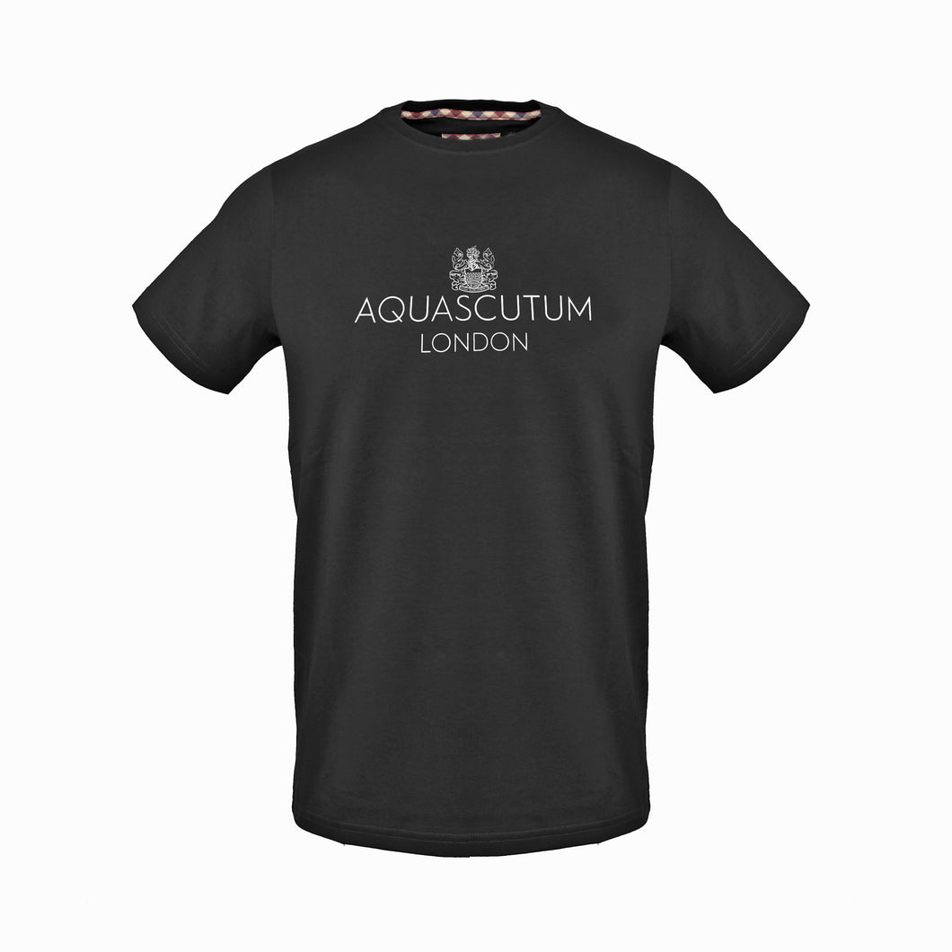 Aquascutum,Bold London Logo Black T-Shirt