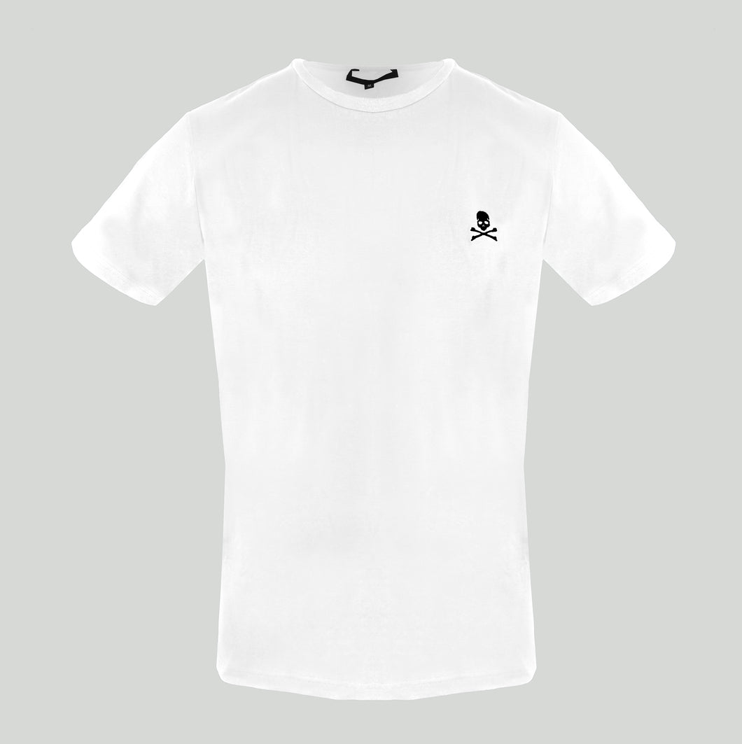 Philipp Plein, Basic White T-Shirt  With Small Black Logo