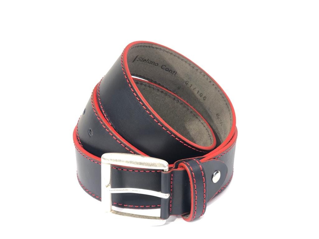 Stefano Conti, Navy and Red Leather Belt