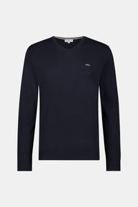 Mcgregor,Navy V-neck  Mix Cotton adn Linen Sweater
