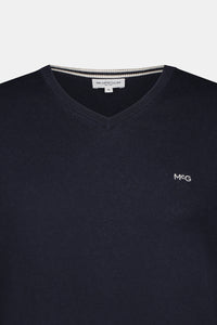 Mcgregor,Navy V-neck  Mix Cotton adn Linen Sweater