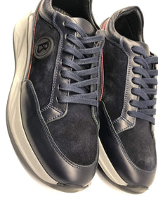 Bogner, Navy-Grey Leather Shoes With Red Touch