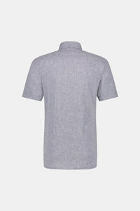 Mcgregor, Blue Indigo Regular Fit Short-Sleeved Shirt In Cotton And Linen