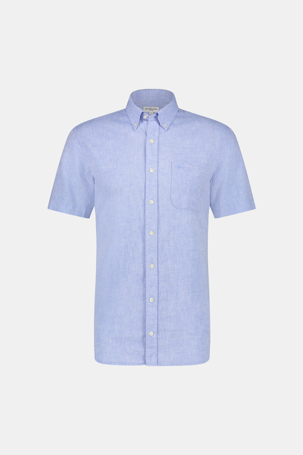 Mcgregor, Blue Regular Fit Short-Sleeved Shirt In Cotton And Linen