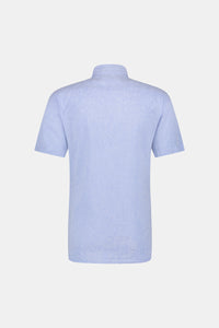 Mcgregor, Blue Regular Fit Short-Sleeved Shirt In Cotton And Linen