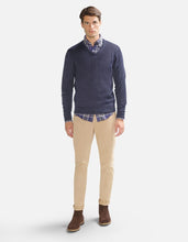 Load image into Gallery viewer, McGregor,  V-Neck Cotton/Merino Navy Sweater
