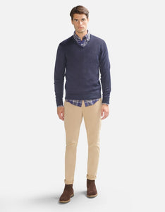 McGregor,  V-Neck Cotton/Merino Navy Sweater