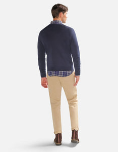 McGregor,  V-Neck Cotton/Merino Navy Sweater