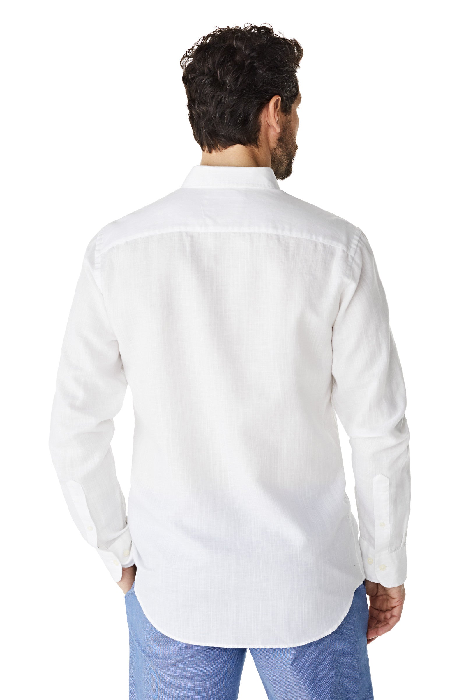 McGregor,White Regular Fit Shirt in Cotton Linen